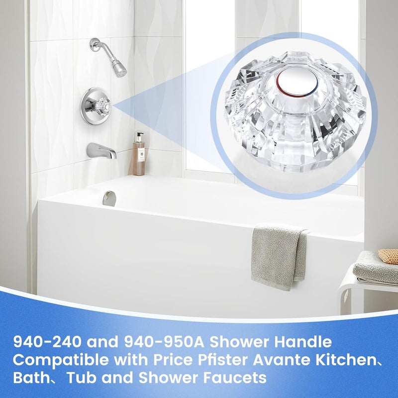 gcbcrit Shower Knob Replacement for 940-240 & 940-950A, Compatible with Price Pfister Avante Single Handle Tub & Shower Faucets, Clear Acrylic - Image 3